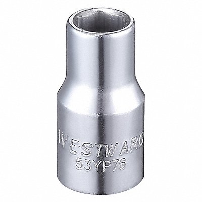 WESTWARD 53YP76 Socket Steel Chrome 7/32 in