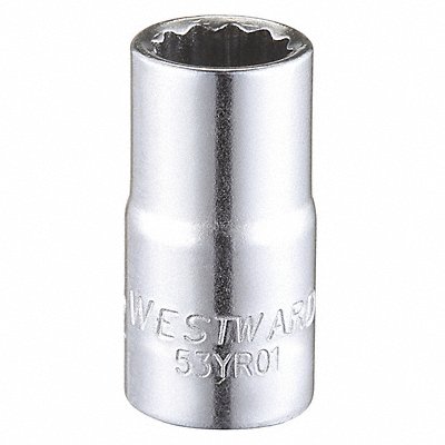 WESTWARD 53YR01 Socket Steel Chrome 9/32 in