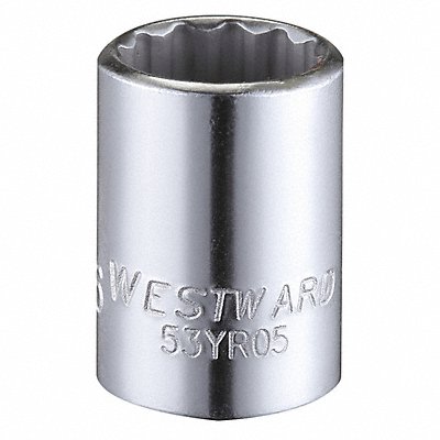 WESTWARD 53YR05 Socket Steel Chrome 7/16 in