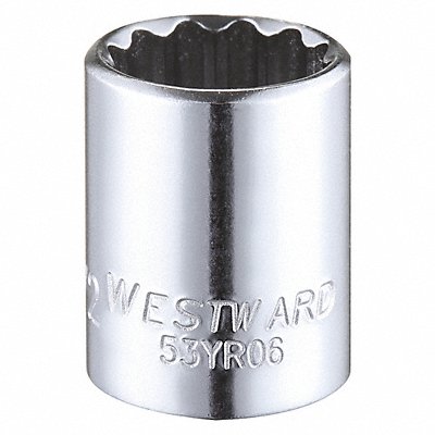 WESTWARD 53YR06 Socket Steel Chrome 1/2 in