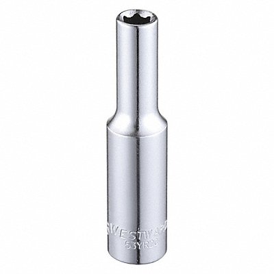 WESTWARD 53YR20 Socket Steel Chrome 3/16 in