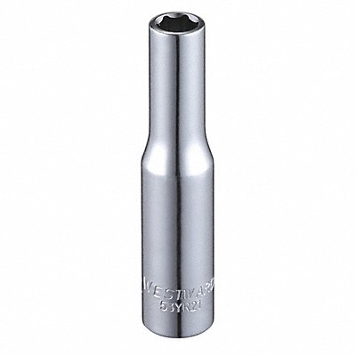 WESTWARD 53YR21 Socket Steel Chrome 7/32 in