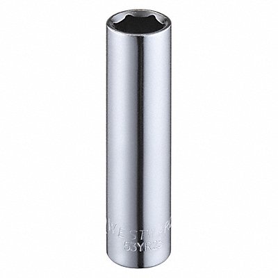 WESTWARD 53YR25 Socket Steel Chrome 11/32 in