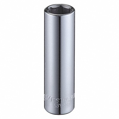 WESTWARD 53YR26 Socket Steel Chrome 3/8 in