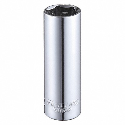 WESTWARD 53YR28 Socket Steel Chrome 1/2 in