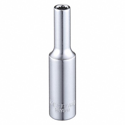 WESTWARD 53YR41 Socket Steel Chrome 5/32 in