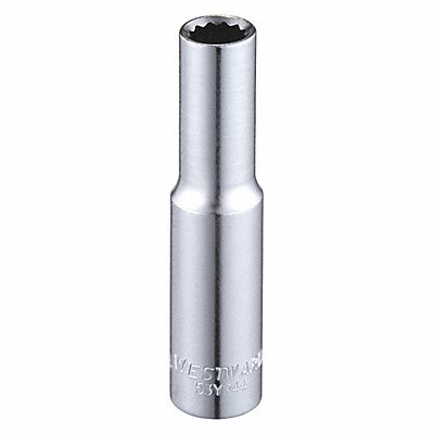 WESTWARD 53YR44 Socket Steel Chrome 1/4 in