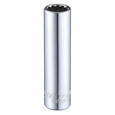 WESTWARD 53YR47 Socket Steel Chrome 11/32 in