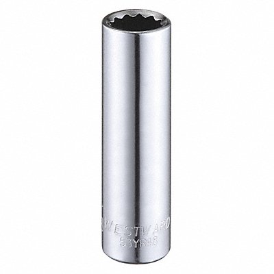 WESTWARD 53YR48 Socket Steel Chrome 3/8 in