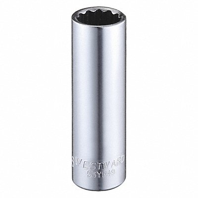 WESTWARD 53YR49 Socket Steel Chrome 7/16 in