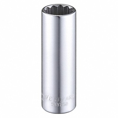 WESTWARD 53YR50 Socket Steel Chrome 1/2 in