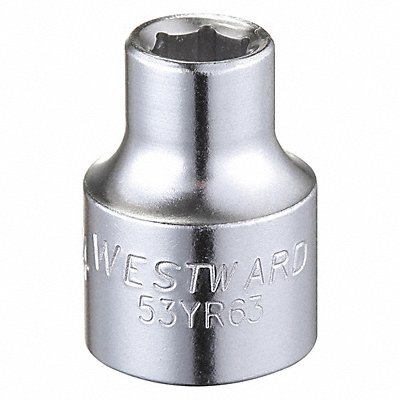 WESTWARD 53YR63 Socket Steel Chrome 1/4 in