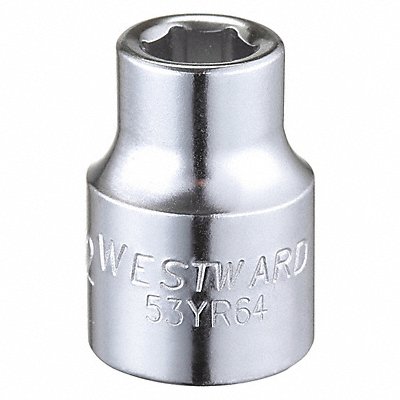 WESTWARD 53YR64 Socket Steel Chrome 9/32 in