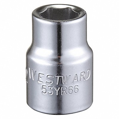 WESTWARD 53YR66 Socket Steel Chrome 11/32 in