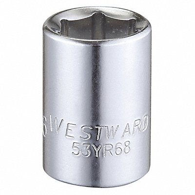 WESTWARD 53YR68 Socket Steel Chrome 7/16 in