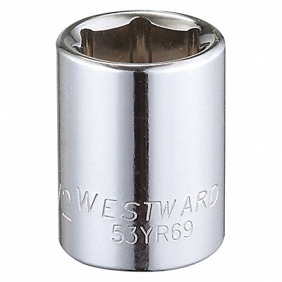 WESTWARD 53YR69 Socket Steel Chrome 1/2 in