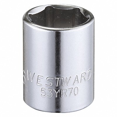 WESTWARD 53YR70 Socket Steel Chrome 9/16 in