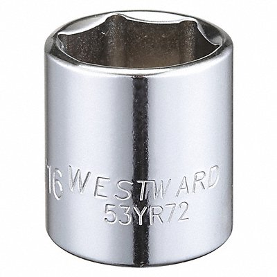 WESTWARD 53YR72 Socket Steel Chrome 11/16 in