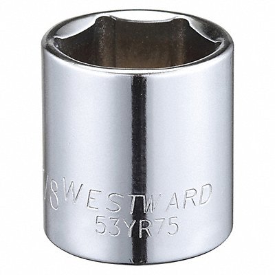 WESTWARD 53YR75 Socket Steel Chrome 7/8 in
