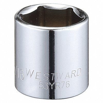 WESTWARD 53YR76 Socket Steel Chrome 15/16 in