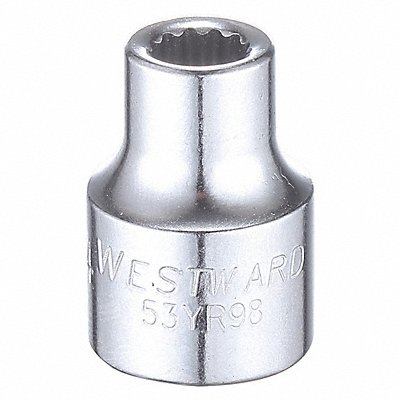 WESTWARD 53YR98 Socket Steel Chrome 1/4 in