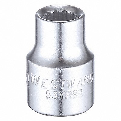 WESTWARD 53YR99 Socket Steel Chrome 9/32 in