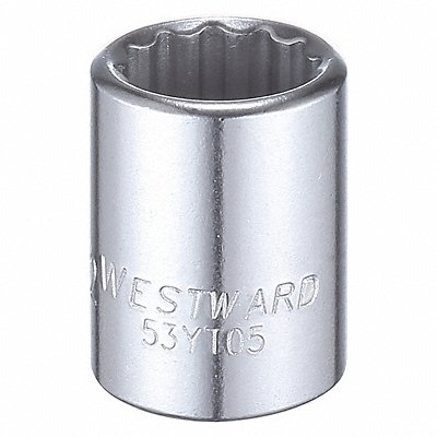 WESTWARD 53YT05 Socket Steel Chrome 1/2 in