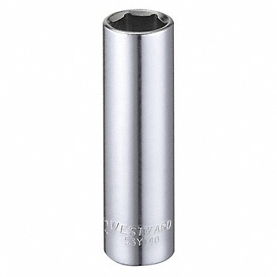 WESTWARD 53YT40 Socket Steel Chrome 1/2 in