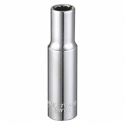 WESTWARD 53YT72 Socket Steel Chrome 11/32 in