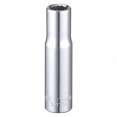 WESTWARD 53YT73 Socket Steel Chrome 3/8 in