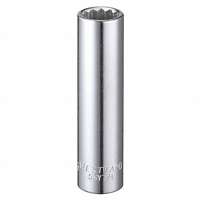 WESTWARD 53YT74 Socket Steel Chrome 7/16 in