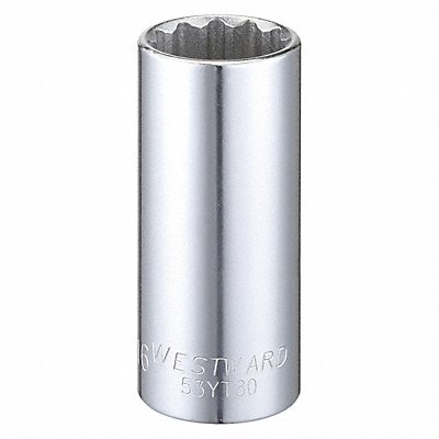 WESTWARD 53YT80 Socket Steel Chrome 13/16 in