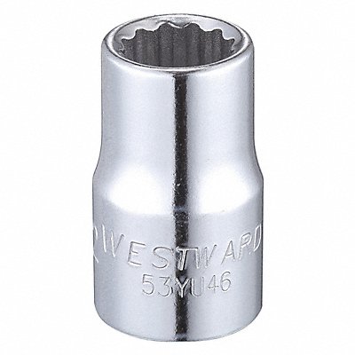 WESTWARD 53YU46 Socket Steel Chrome 1/2 in