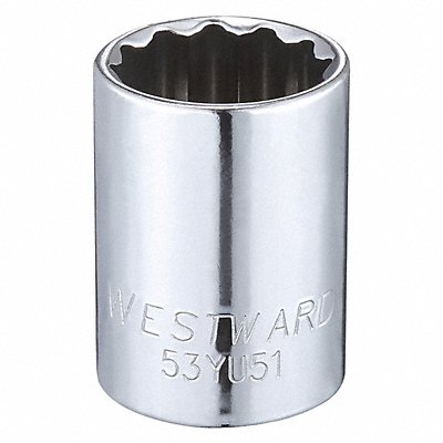 WESTWARD 53YU51 Socket Steel Chrome 13/16 in