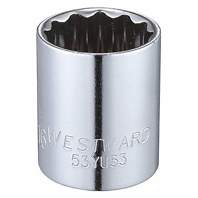 WESTWARD 53YU53 Socket Steel Chrome 15/16 in