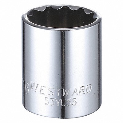 WESTWARD 53YU55 Socket Steel Chrome 1 1/16 in