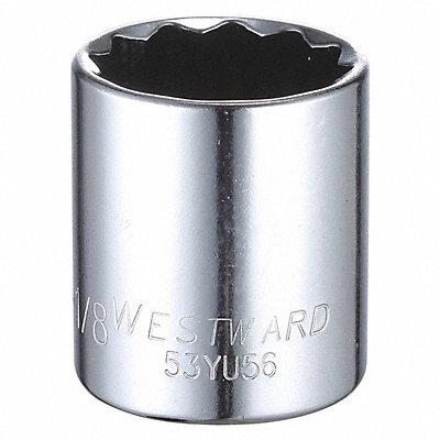 WESTWARD 53YU56 Socket Steel Chrome 1 1/8 in