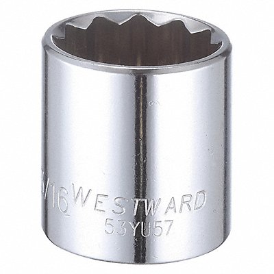WESTWARD 53YU57 Socket Steel Chrome 1 3/16 in