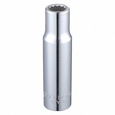WESTWARD 53YV24 Socket Steel Chrome 7/16 in