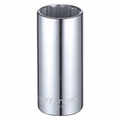 WESTWARD 53YV35 Socket Steel Chrome 1 1/8 in