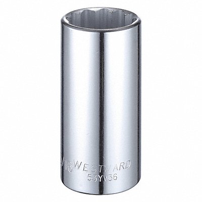WESTWARD 53YV36 Socket Steel Chrome 1 3/16 in