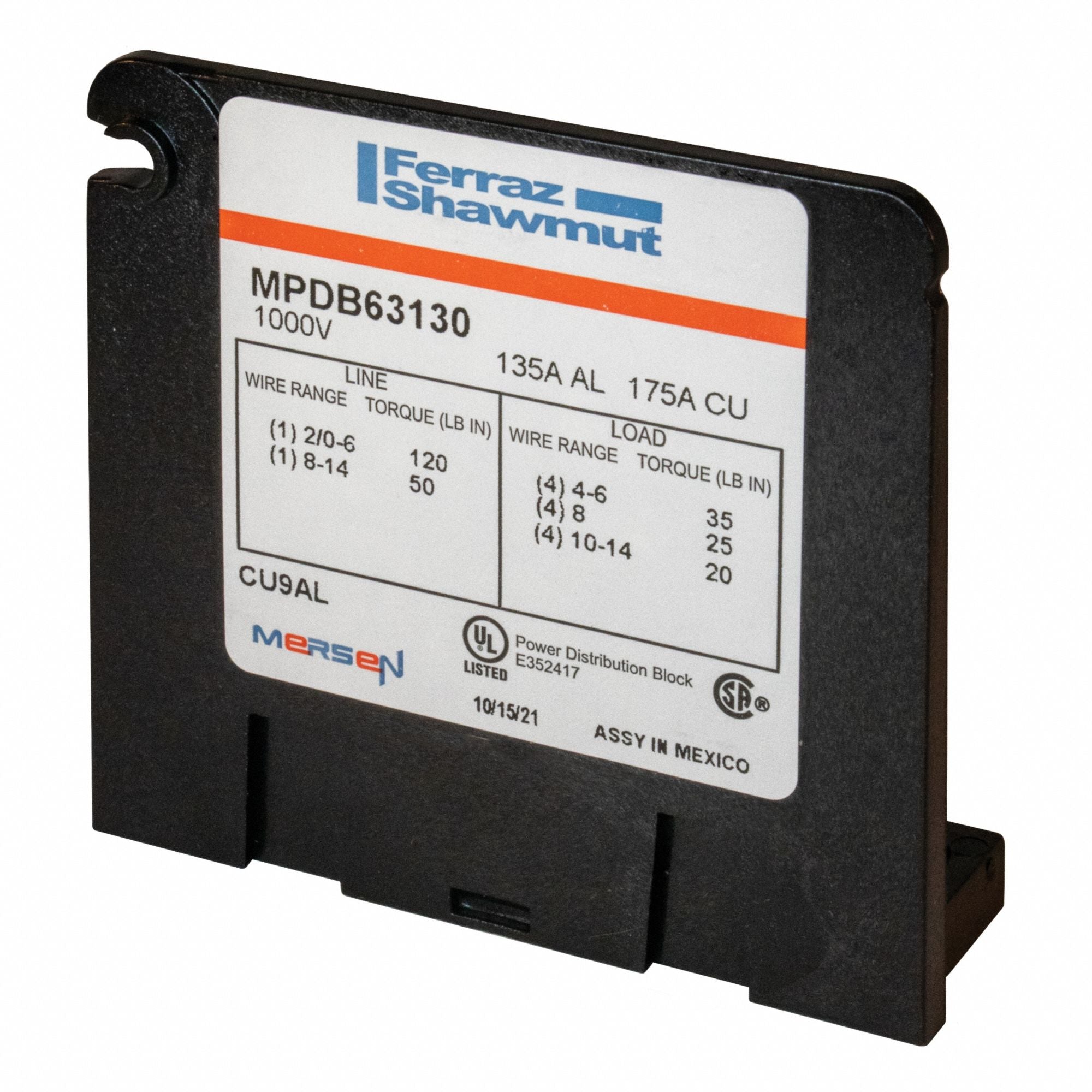 MERSEN MPDB63130 Power Distribution Block AL Min 175A AD