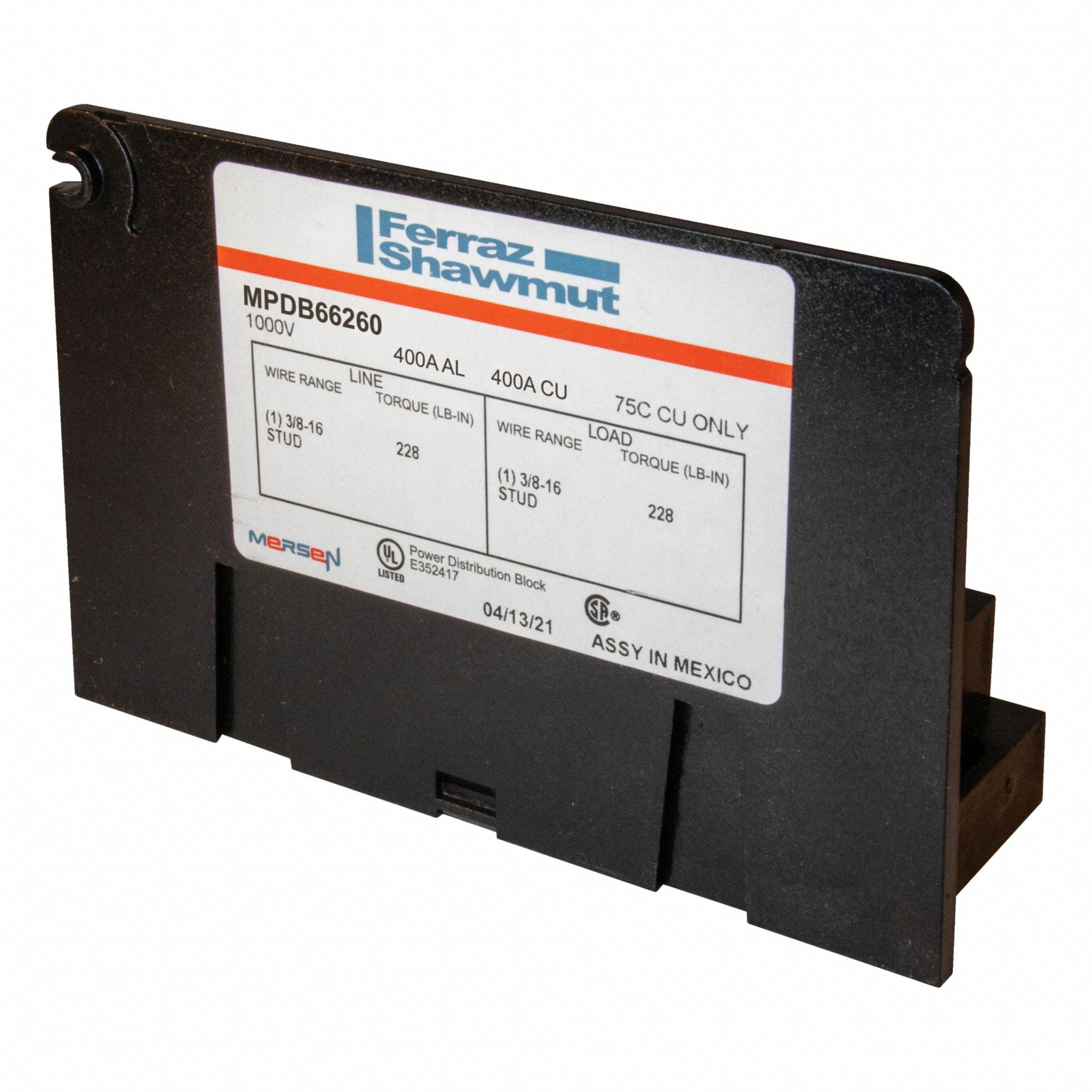 MERSEN MPDB66260 Power Distribution Block CU Int 400A AD