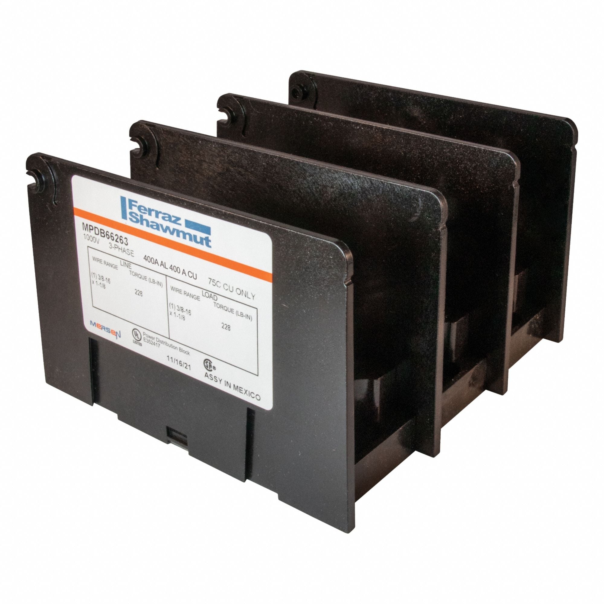 MERSEN MPDB66263 Power Dstribution Block CU Int 400A 3P