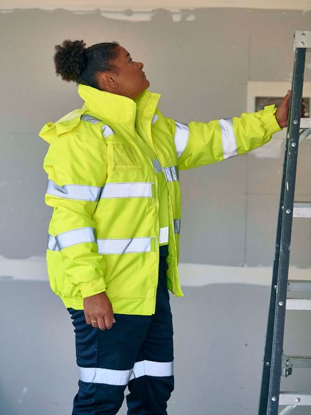Bisley Taped Hi Vis Wet Weather Bomber Jacket Yellow