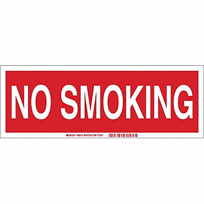 BRADY 88418 No Smoking Sign 5X14 WHT/R ENG Text