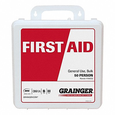 GRAINGER 54762021 First Aid Kit + Housing 210pcs WHT