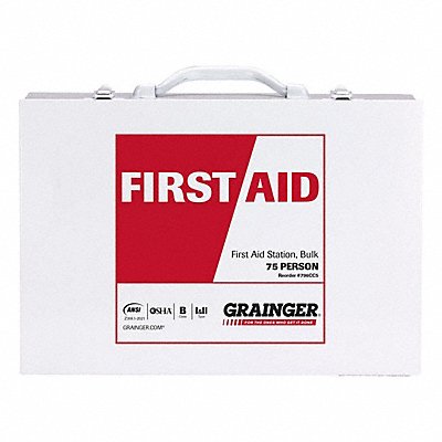 GRAINGER 54765021 First Aid Kit + Housing 460pcs 10x4 5/8 WHT