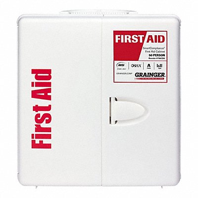GRAINGER 54770021 First Aid Kit + Housing 241pcs 14x4 1/8 WHT