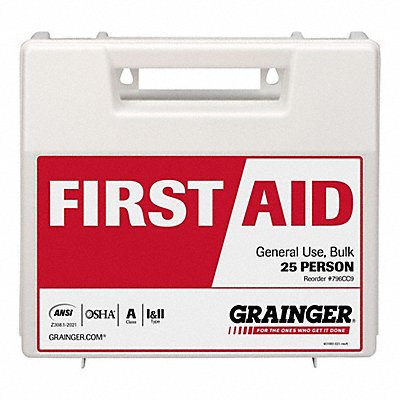 GRAINGER 54772021 First Aid Kit + Housing 142pcs 2.5x8 WHT